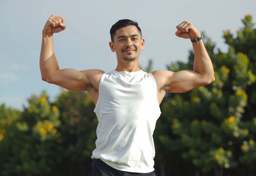 Strong, active man representing men's health supplements